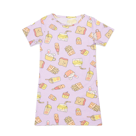 Cute Printed Lavender Home Dress