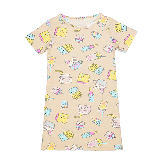 Cute Printed Beige Home Dress
