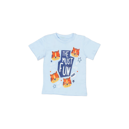 "The Must Fun" Print Baby Blue T-Shirt