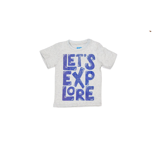 "Let's Explore" Print Light Gray T-Shirt