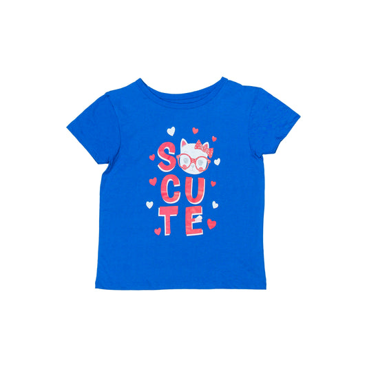 "So Cute" Print Blue T-Shirt