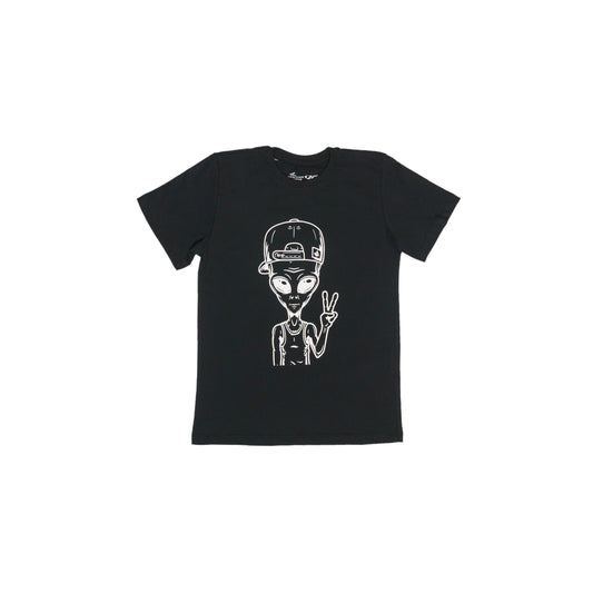 Alien Print Black T-Shirt