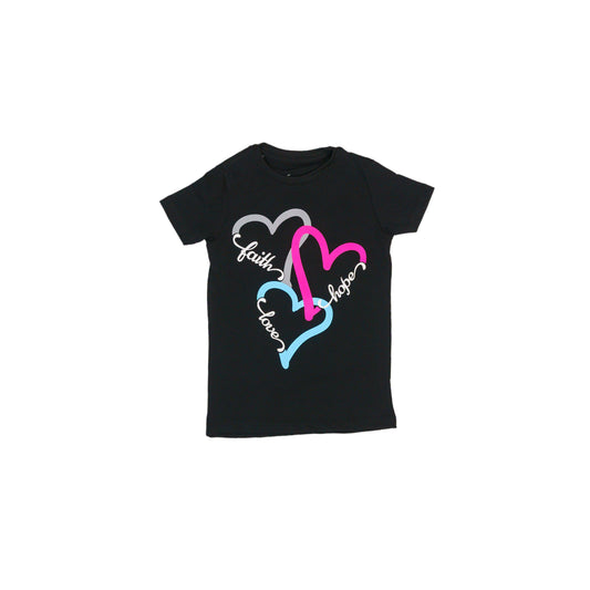 Heart Print Black T-Shirt