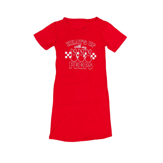 Cute Printed Red Home Dress