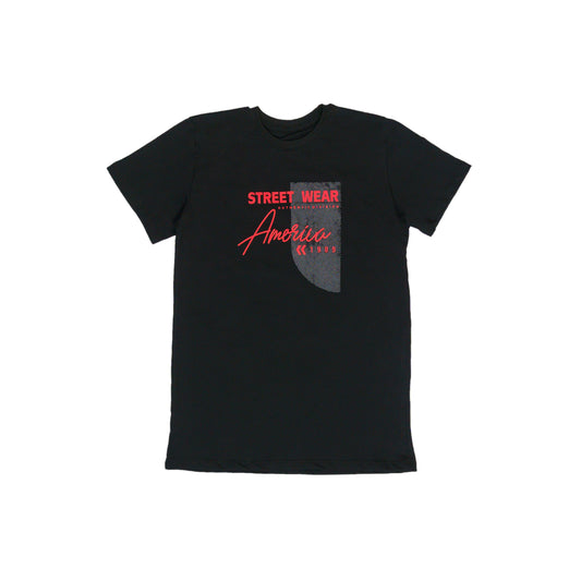 "Street Wear" Print Black T-Shirt