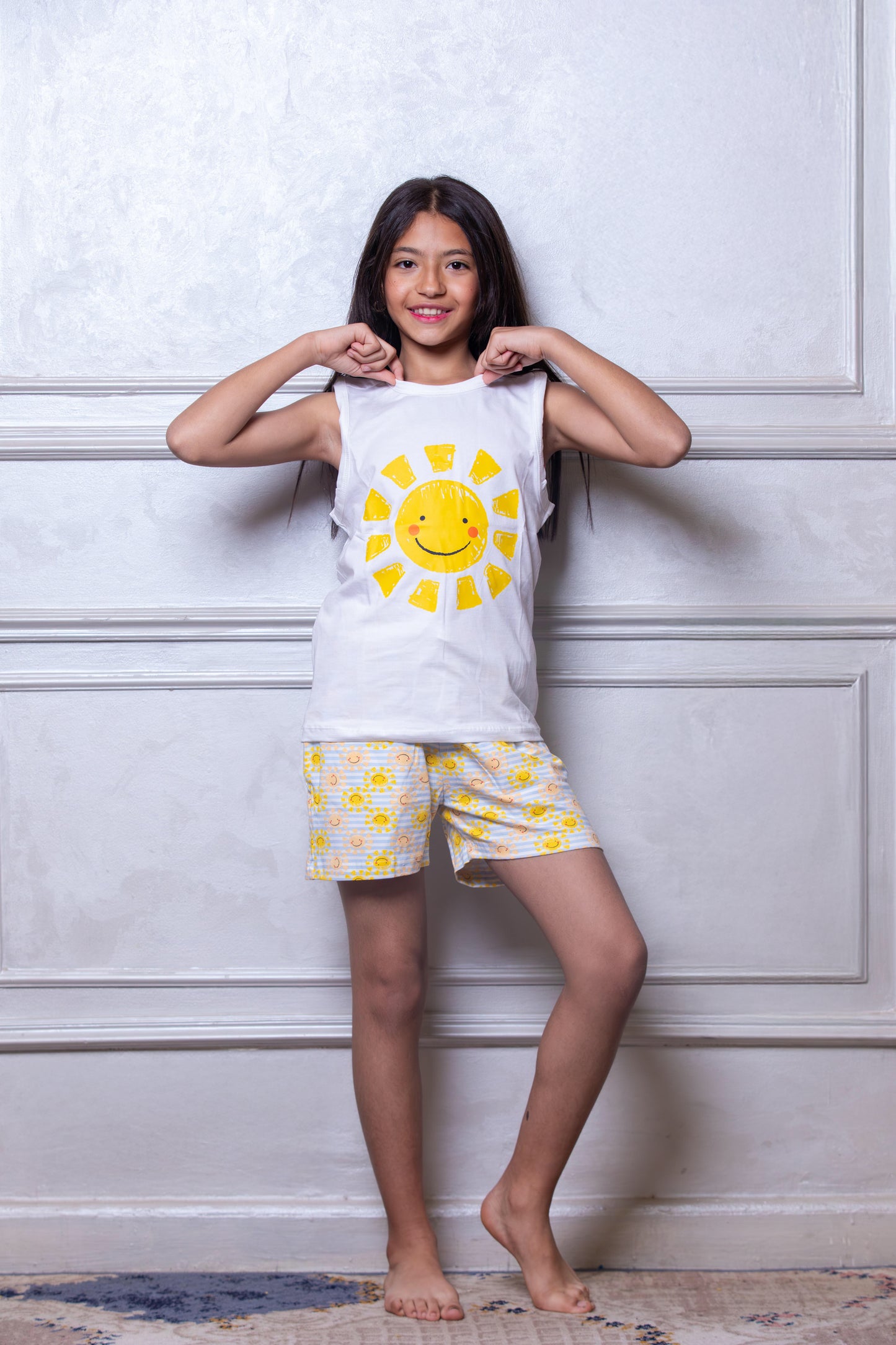 Sun Print Shorts Pajama Set